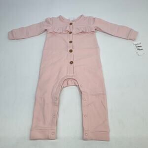Nordstrom Baby Girls’ Pink Ruffle Romper Button-Up Size 18M New